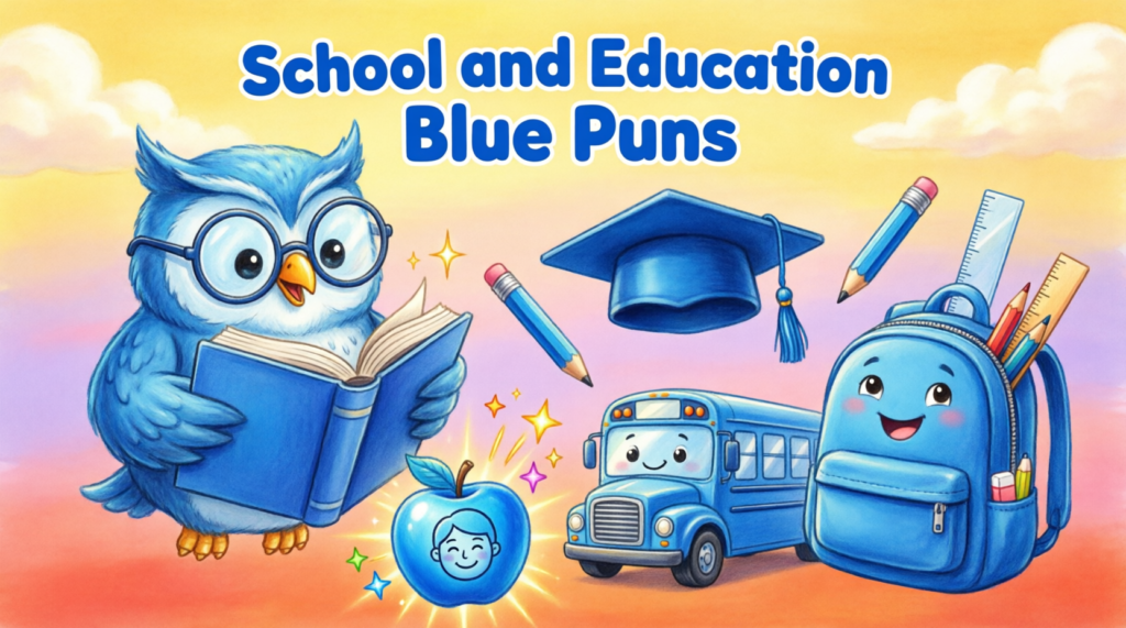 School and Education Blue Puns