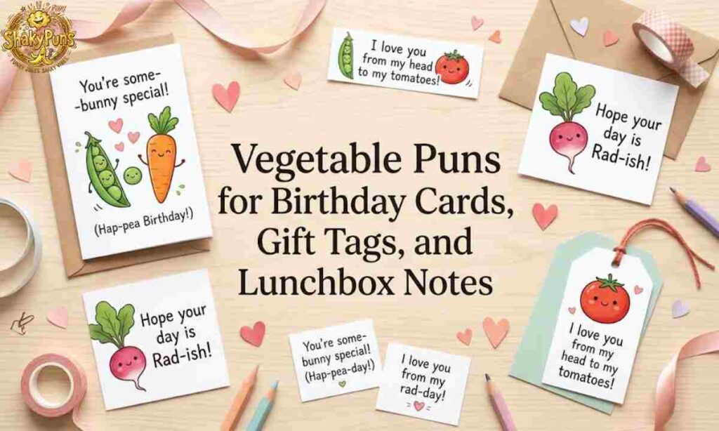 Vegetable Puns for Birthday Cards, Gift Tags, and Lunchbox Notes