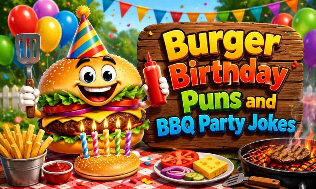 Burger Birthday Puns and BBQ Party Jokes