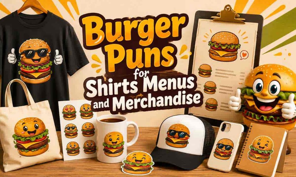 Burger Puns for Shirts Menus and Merchandise