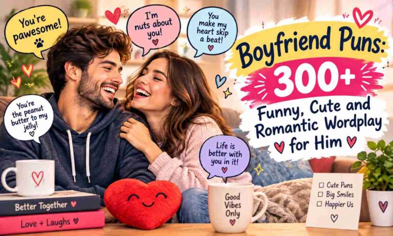 Boyfriend Puns 300+ Funny, Cute and Romantic Wordplay for Him